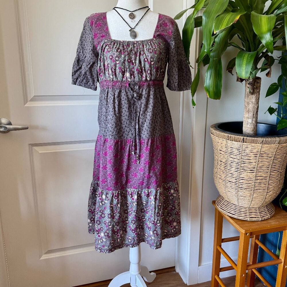 Esprit Boho Prairie Floral Midi Dress US 8